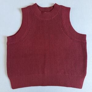 NWT 525 America Demi‎ High Crewneck Cotton Oxblood Red Tank Vest